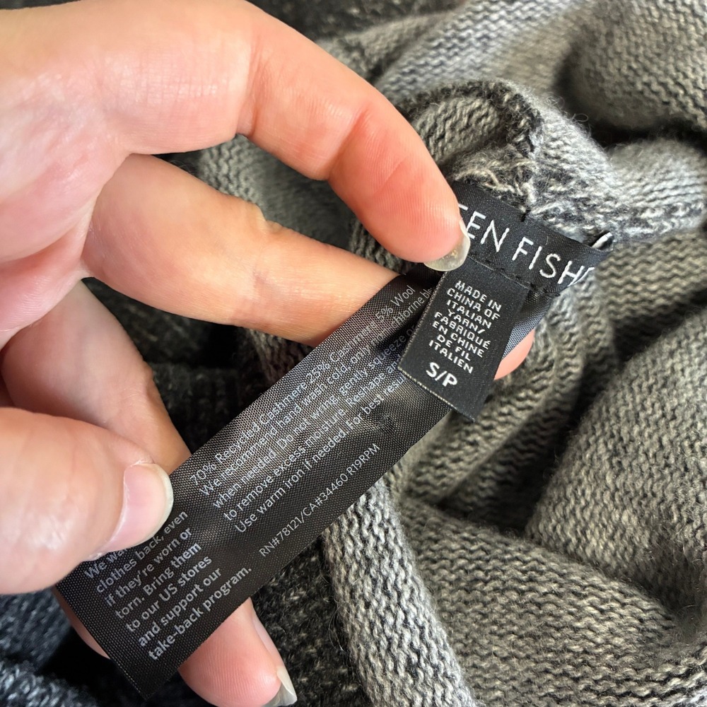 Eileen Fisher Womens Italian Cashmere Turtleneck Sweater Side Slit Size S Grey - Picture 7 of 10